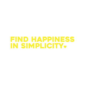 find happiness in simplicity positive affirmation sticker in Yellow – vinyl waterproof sticker
