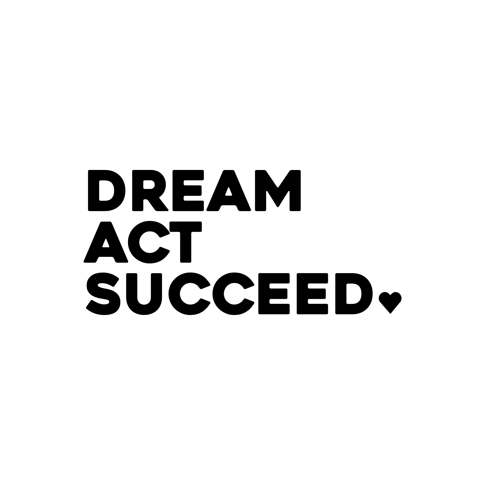 dream, act, succeed positive affirmation sticker in Black – vinyl waterproof sticker