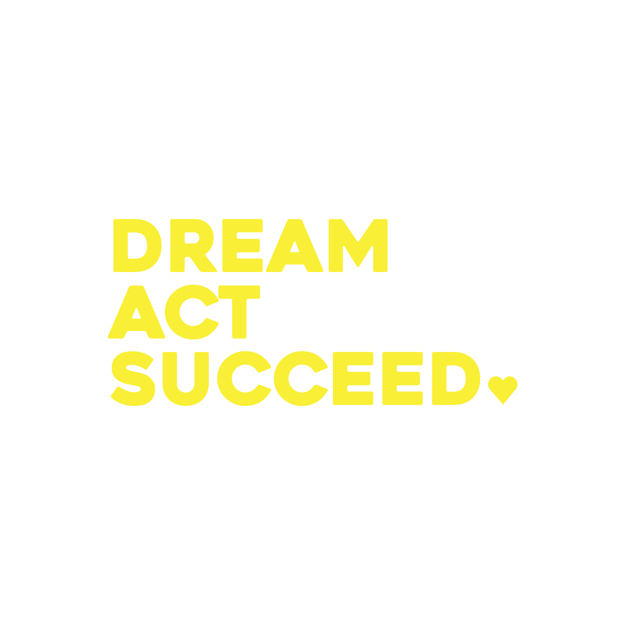 dream, act, succeed positive affirmation sticker in Yellow – vinyl waterproof sticker