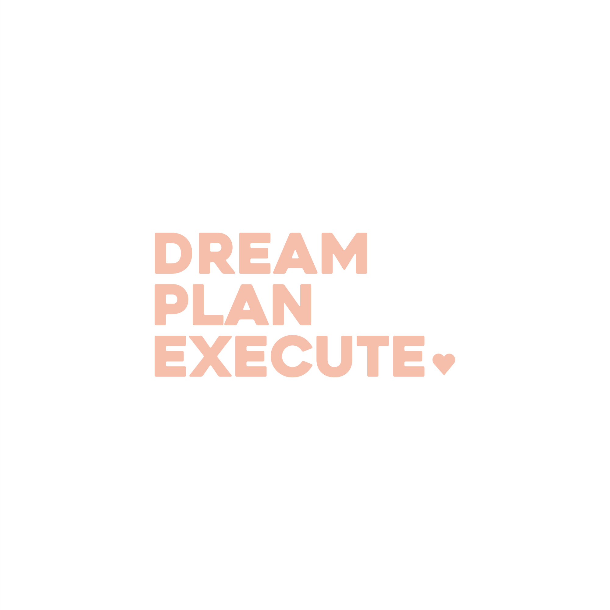 dream, plan, execute positive affirmation sticker in Peach Blossom – vinyl waterproof sticker