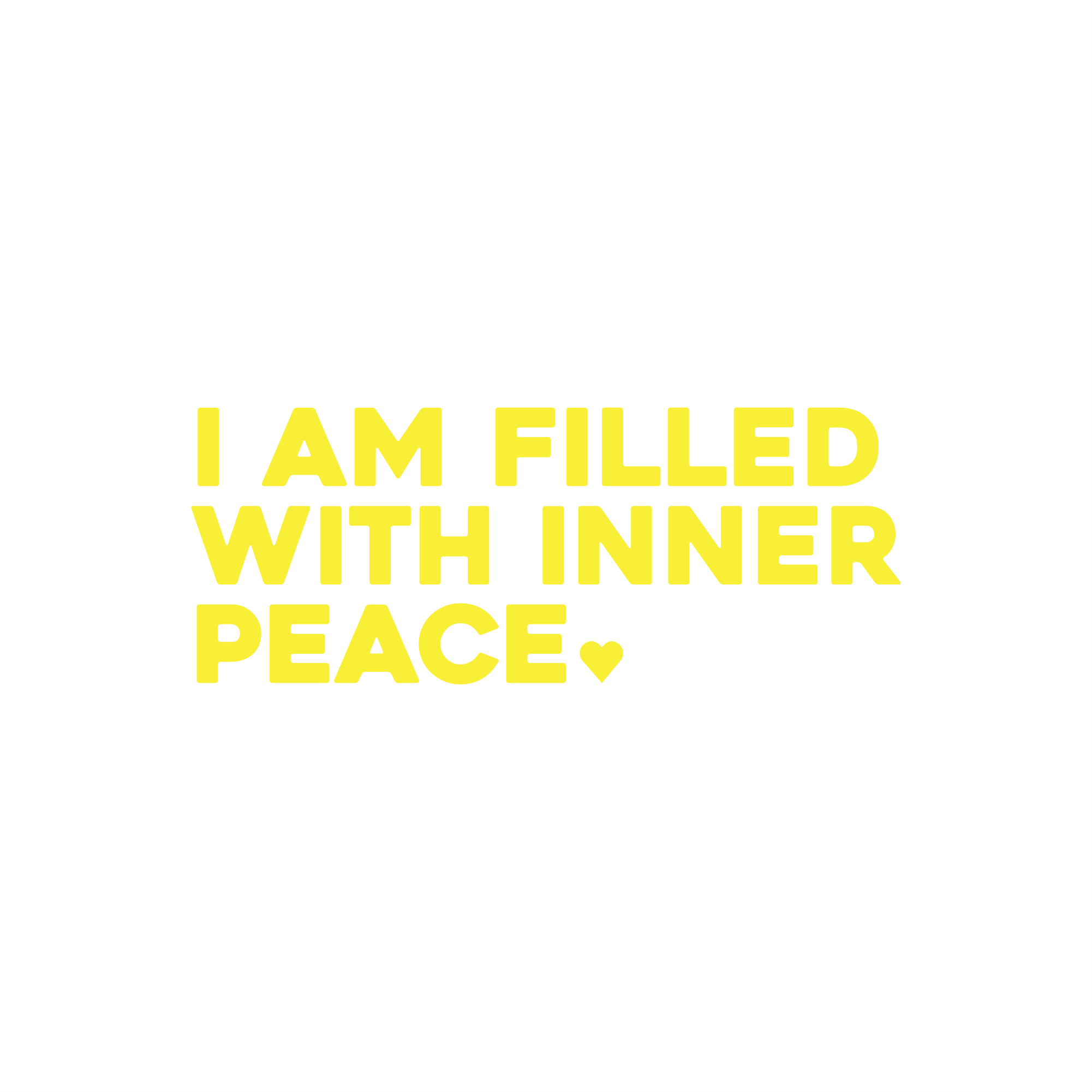 i am filled with inner peace positive affirmation sticker in Yellow – vinyl waterproof sticker