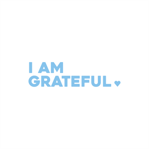 i am grateful positive affirmation sticker in Baby Blue – vinyl waterproof sticker