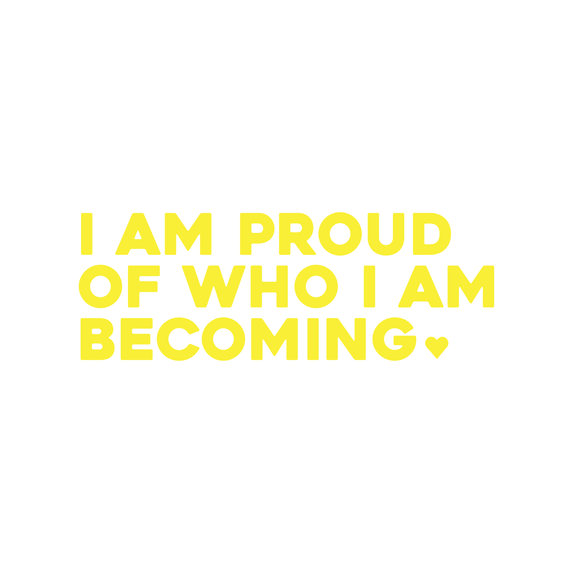 i am proud of who i am becoming positive affirmation sticker in Yellow – vinyl waterproof sticker
