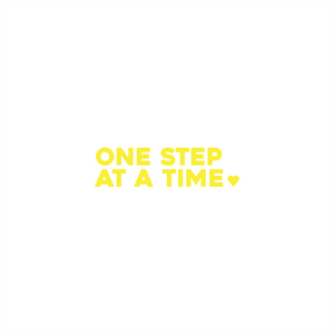 one step at a time positive affirmation sticker in Yellow – vinyl waterproof sticker